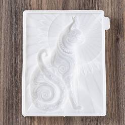 Blanco Rectángulo con moldes de silicona para decoración de pared diy de gato y sol, moldes de resina, para resina uv, fabricación artesanal de resina epoxi, blanco, 185x141x21 mm, diámetro interior: 174x131 mm