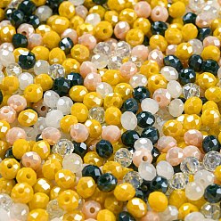 Old Lace Glass Beads, Faceted, Rondelle, Old Lace, 4x3mm, Hole: 0.4mm, about 6800pcs/500g