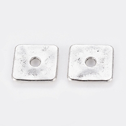 Antique Silver Tibetan Style Alloy Beads, Cadmium Free & Nickel Free & Lead Free, Square, Antique Silver, 23x23x3mm, Hole: 5mm