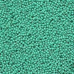 Aguamarina 11/0 calificar unas cuentas redondas de semillas de vidrio, pintura para hornear, aguamarina, 2.3x1.5 mm, agujero: 1 mm, sobre 48500 unidades / libra