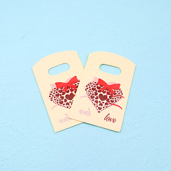 Corazón 50 bolsa de regalo de plástico rectangular, bolsas de embalaje de compras de dulces, corazón, 15x9 cm, sobre 45~50 unidades / bolsa