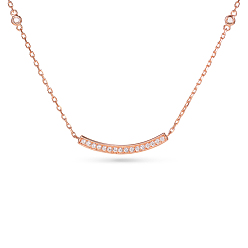 Oro Rosa Tinysand cz jewelry 925 collares colgantes de barra de zirconia cúbica de plata esterlina, oro rosa, 19 pulgada
