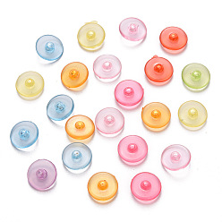 Mixed Color Transparent Acrylic Beads, Flat Round, Mixed Color, 12x4mm, Hole: 1.6mm, about 2350pcs/500g