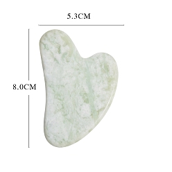 Ligamaza Tableros naturales de jade gua sha, corazón, mielada, 80x53 mm