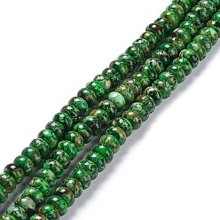Verde Hilos de cuentas de jaspe imperial natural, teñido, Rondana plana, verde, 8x5 mm, agujero: 0.7 mm, sobre 80~84 unidades / cadena, 15.94~16.14 pulgada (40.5~41 cm)