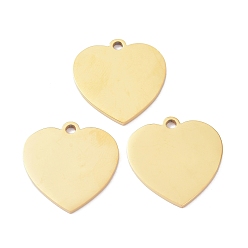 Golden Ion Plating(IP) 304 Stainless Steel Pendants, Stamping Blank Tag, Heart, Golden, 21x20x1.5mm, Hole: 2mm