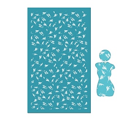 Feather Rectangle Polyester Screen Printing Stencil, for Painting on Wood, DIY Decoration T-Shirt Fabric, Feather, 15x9cm