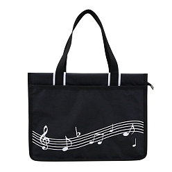 Negro Música de teclas de piano de nailon bolsas de tela, bolsa de compras de música con cremallera, Rectángulo, negro, 37x28x8.7 cm