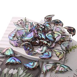Gris Perles d'ailes de coeur en acrylique transparent, matériel de perles de bijoux à bricoler soi-même, grises , 37x20x8mm