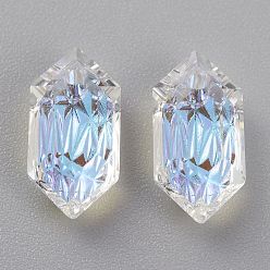 Crystal Shimmer Embossed Glass Rhinestone Pendants, Bicone, Faceted, Crystal Shimmer, 13x6.5x4mm, Hole: 1.5mm