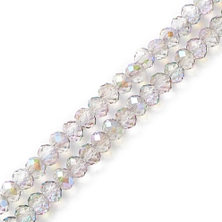 Gray Electroplate Transparent Glass Beads Strands, AB Color Plated, Faceted, Rondelle, Gray, 5.5x4mm, Hole: 1mm, about 100pcs/strand, 17.01''(43.2cm)