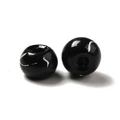 Черный 6/0 непрозрачного стекла бисер, круглое отверстие, рондель, чёрные, 4~4.5x3~4 мм, отверстие : 0.8~1.5 мм