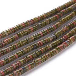 Unakite Natural Unakite Beads Strands, Heishi Beads, Flat Round/Disc, 4~4.5x2.5mm, Hole: 0.7mm, about 167pcs/strand, 15.43 inch(39.2cm)