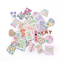 Mixed Color Cartoon Danish Style Vsco Paper Stickers Set, Adhesive Label Stickers, for Water Bottles, Laptop, Luggage, Cup, Computer, Mobile Phone, Skateboard, Guitar Stickers, Flower & Heart & Rectangle, Mixed Color, 14~55x28~56x0.3mm