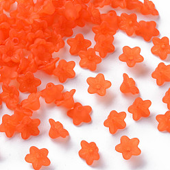 Corail Perles acryliques transparentes, fleur, givré, corail, 10x5mm, Trou: 1mm, environ4600 pcs / 500 g