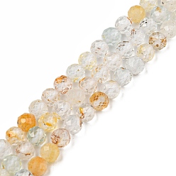 Or Perles de topaze naturelle, facette, ronde, classe ab, or, 4mm, Trou: 0.3mm, Environ 97 pcs/chapelet, 15.55 pouce (39.5 cm)