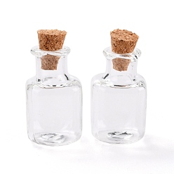 Claro Adorno de botellas de corcho de vidrio cuadrado, vaso vacío deseando botellas, viales de bricolaje para decoraciones colgantes, Claro, 1.4x1.4x2.3 cm