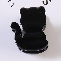 Черный Заколки для волос с когтями из ацетата целлюлозы (смола), заколки в форме кошки для женщин и девочек, чёрные, 25x22 мм