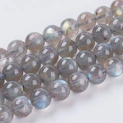 Labradorite Natural Labradorite Beads Strands, Grade AA, Round, Light Grey, 8mm, Hole: 1mm, about 48pcs/strand, 15.75 inch