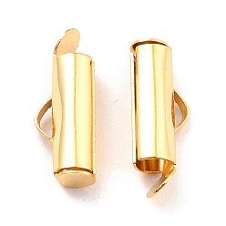 Real 18K Gold Plated 304 Stainless Steel Slide On End Clasp Tubes, Slider End Caps, Real 18K Gold Plated, 16x6x4mm, Hole: 3x1mm, Inner Diameter: 3mm