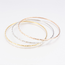 Couleur Mélangete 304l bracelets bouddhistes en acier inoxydable, ondulation, couleur mixte, 2-5/8 pouce (6.8 cm), 2.5mm
