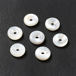 Blanc Perles naturelles de coquillages blancs, disque de donut / pi, blanc, 12x3mm, Trou: 3mm
