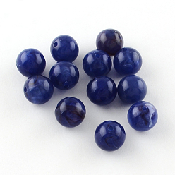 Medium Blue Acrylic Imitation Gemstone Beads, Round, Medium Blue, 10mm, Hole: 2mm, about 925pcs/500g