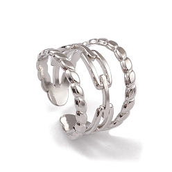 Нержавеющая Сталь Цвет 304 из нержавеющей стали манжеты кольца, кольцо с широкой полосой для женщин с полым элементом цепи, цвет нержавеющей стали, 3.5~16 мм, внутренний диаметр: 16.9 мм
