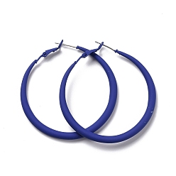 Синий Большие серьги-кольца из сплава для женщин, серьги-брызги с 925 булавкой из стерлингового серебра, синие, 6 датчик, 50x4 мм, штифты : 0.6 мм