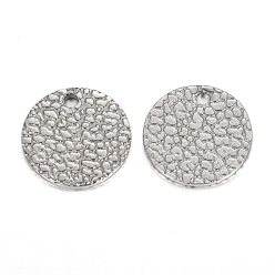 Stainless Steel Color 304 Stainless Steel Charms, Textured, Laser Cut, Flat Round, Stainless Steel Color, 12x1mm, Hole: 1.4mm