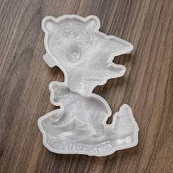 Blanc Moules en silicone bricolage famille d'ours, moules de résine, pour la résine UV, fabrication de décoration en résine époxy, blanc, 200x137x21mm, diamètre intérieur: 190x126 mm