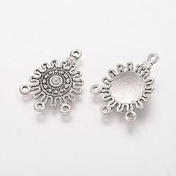 Antique Silver Tibetan Style Alloy Chandelier Components Links, Sun, Antique Silver, 26x18.5x3mm, Hole: 1~1.5mm