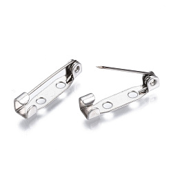 Stainless Steel Color 201 Stainless Steel Brooch Pin Back Safety Catch Bar Pins, with 2 Holes, Stainless Steel Color, 19x4.5x5mm, Hole: 2mm, pin: 0.5mm