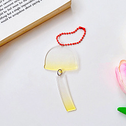 Jaune Ébauches de porte-clés en acrylique transparent dégradé de couleur, avec des chaînes à boules de couleurs aléatoires, carillon éolien, jaune, carillon éolien : 10 cm