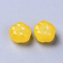 Or Imitation de perles de verre de jade, fleur, or, 9.5x9.5x6.5mm, Trou: 1.2mm