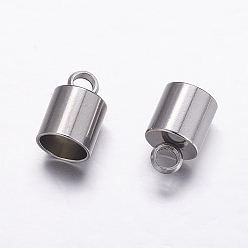 Stainless Steel Color 304 Stainless Steel Cord Ends, Stainless Steel Color, 11x7mm, Hole: 3mm, Inner Diameter: 6mm