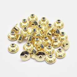Настоящее золото 18K Долговечные латунные гайки, пуля пуля клатч сзади с подушечкой, для висячих ушей, Позолота, без никеля , реальный 18 k позолоченный, 5x7 мм, отверстие : 0.5 мм