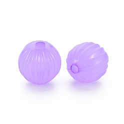 Dark Orchid Imitation Jelly Acrylic Beads, Corrugated Beads, Round, Dark Orchid, 14x13mm, Hole: 2.5mm, about 356pcs/500g