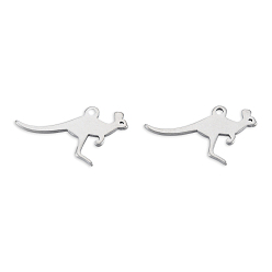 Stainless Steel Color 201 Stainless Steel Pendants, Dinosaur, Stainless Steel Color, 11x19x1mm, Hole: 1.2mm