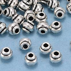 Antique Silver Tibetan Style Spacer Beads, Lead Free & Nickel Free & Cadmium Free, Barrel, Antique Silver, about 4mm long, 4.5mm thick, hole: 2mm