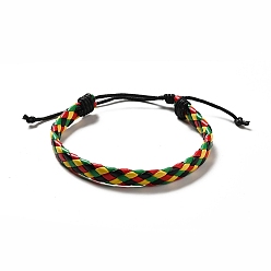 Colorful PU Imitation Leather Braided Cord Bracelets for Women, Adjustable Waxed Cord Bracelets, Colorful, 3/8 inch(0.9cm), Inner Diameter: 2-3/8~3-1/2 inch(6.1~8.8cm)