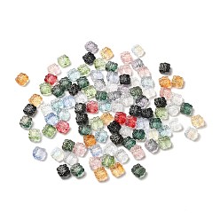 Color mezclado Perlas de vidrio transparentes, Rectángulo, color mezclado, 12.5x13.5x6 mm, agujero: 1 mm
