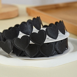 Negro 9m adorno de cinta de corazón de amor de poliéster del día de San Valentín, accesorios de la ropa, embalaje de regalo, negro, 5/8 pulgada (15 mm), aproximadamente 9.84 yardas (9 m) / rollo