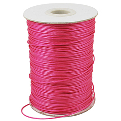Темно-Розовый Корейские вощеные полиэфирные шнуры, шарик шнур, темно-розовыми, 1.2 мм, около 185 ярдов / рулон