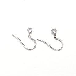 Stainless Steel Color 304 Stainless Steel French Earring Hooks, with Horizontal Loop, Flat Earring Hooks, Stainless Steel Color, 14x17x2mm, Hole: 2mm, 20 Gauge, Pin: 0.8mm