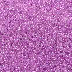 (RRHB264) Raspberry Lined Crystal Миюки круглые бусины рокайль, японский бисер, (rrhb 264) кристалл с малиновой подкладкой, 8/0, 3 мм, отверстие : 1 мм, Около 2111~2277 шт / 50 г
