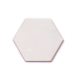 BurlyWood Wood Cabochons, Hexagon, BurlyWood, 12.5x14.5x2.5mm