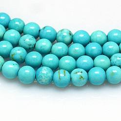 Howlite Brins de perles de magnésite naturelle, teints et chauffée, ronde, 6mm, Trou: 1mm, Environ 63~65 pcs/chapelet, 16 pouce