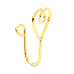 Золотой Латунные кольца в носу, носовая манжета без пирсинга, клип на нос кольцо для женщин мужчин, сердце, золотые, 16.5x8x9 мм, отверстие : 1.5 мм