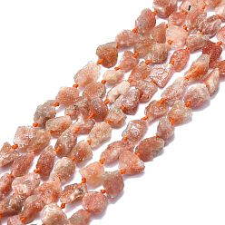 Sunstone Raw Rough  Natural Sunstone Beads Strands, Nuggets, 9~15x5~10x4~9mm, Hole: 1mm, about 28~33pcs/strand, 15.55 inch(39.5cm)